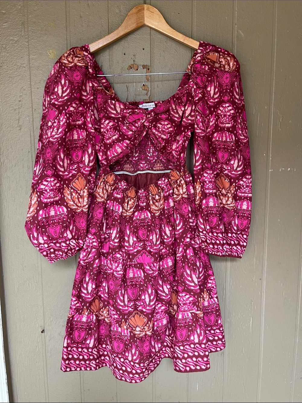 Love The Label Elisa  Puff Sleeve Mini Dress in Dahlia Size S